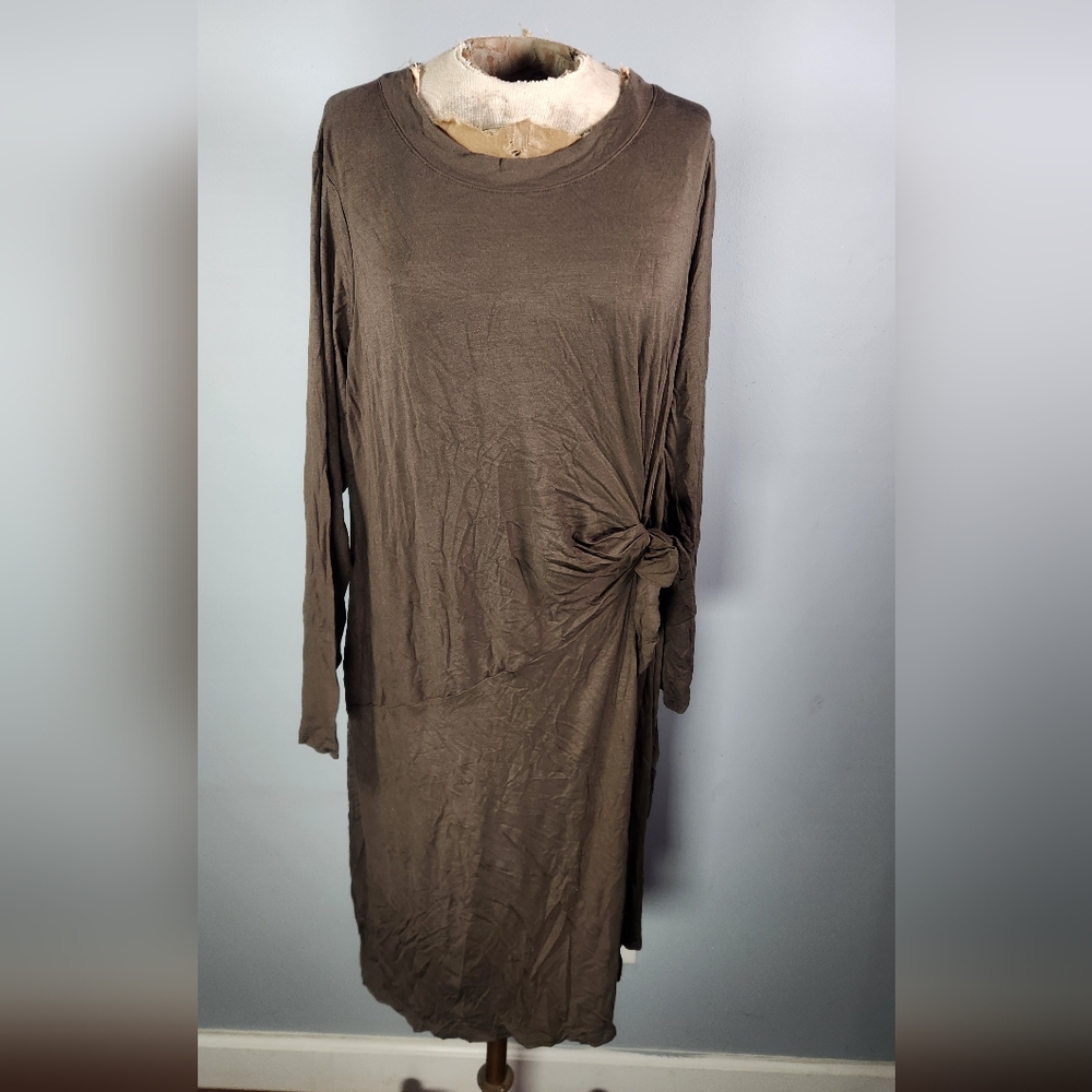 New Dia & Co MERI SKYE Super Soft Tan Long Sleeve Dress 1X